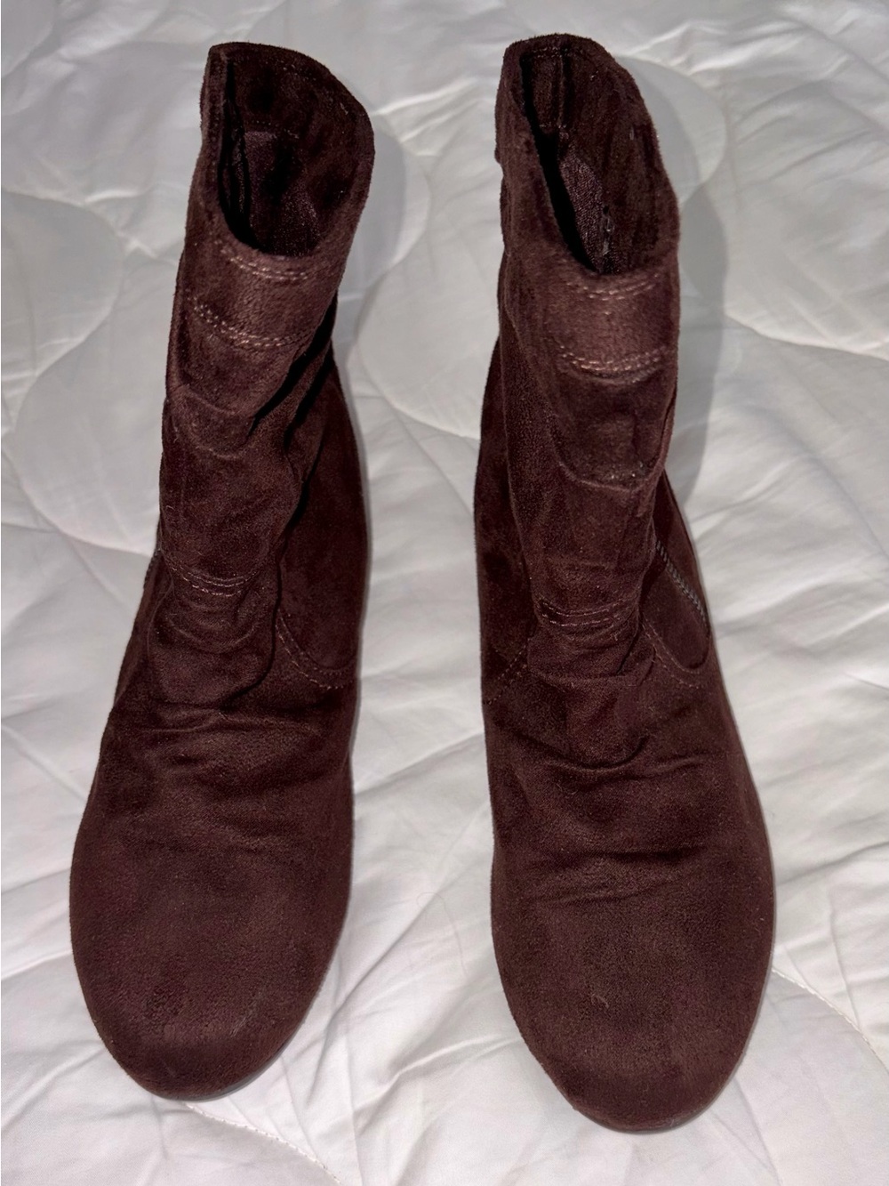 R2 Dark Brown Suede Slouch Ankle Booties